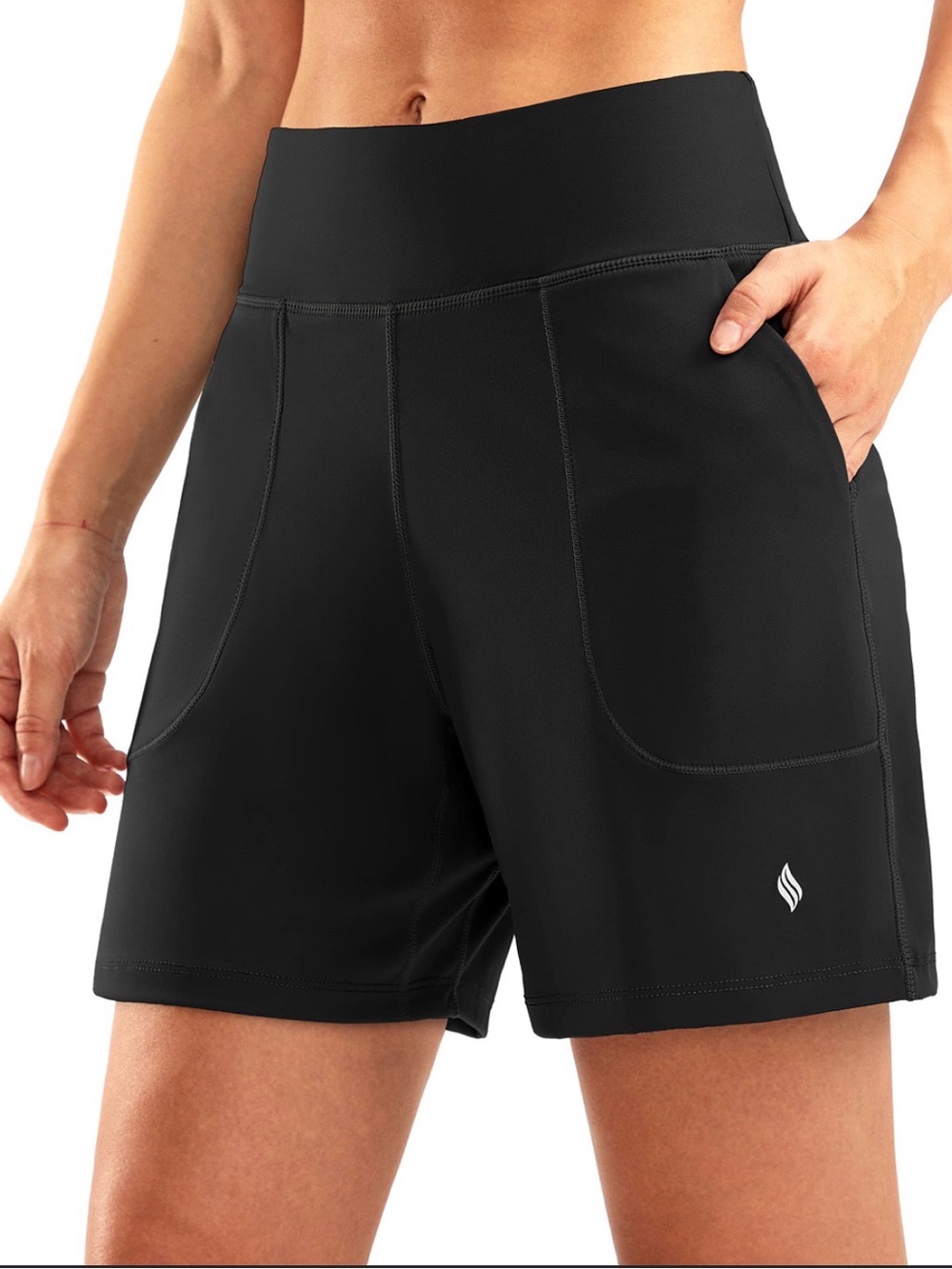 Fabletics Women’s Black High-Waist Active Shorts with Pockets